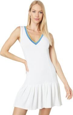 Monrow Womens Small White Sleeveless Tennis Dress Stretch Pleated Pickleball